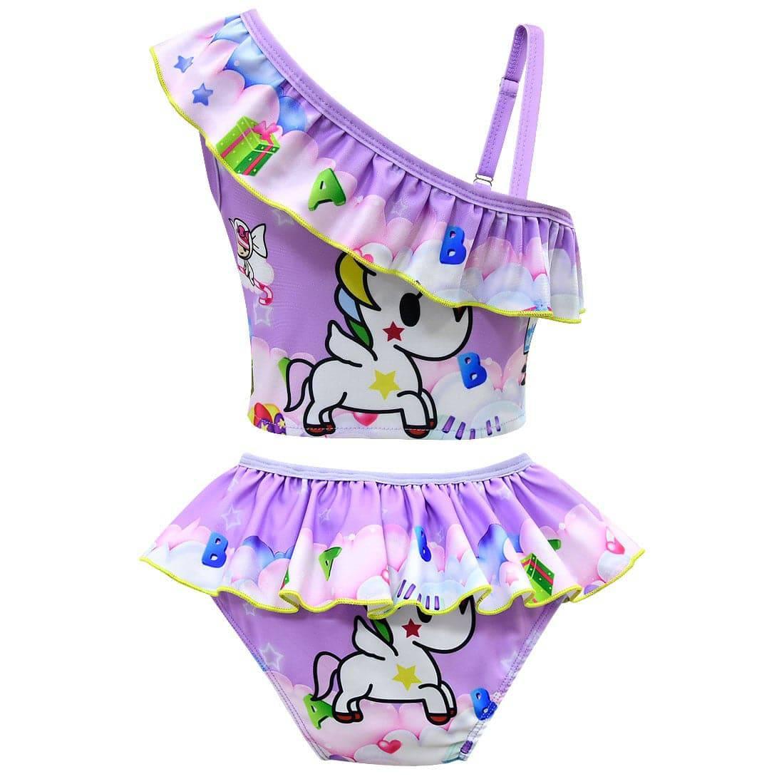 Unicorn swimsuit with asymmetric straps - Unicorn