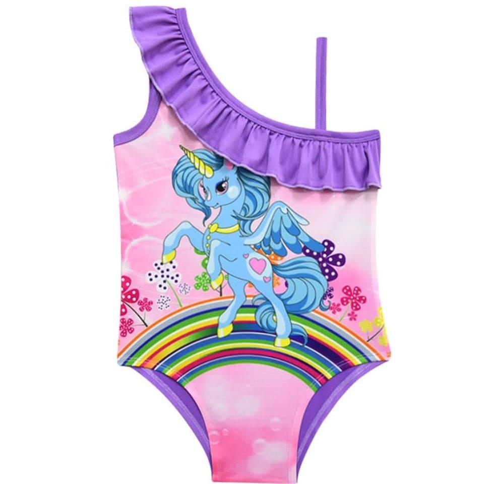 Ruffled neckline unicorn swimsuit Unicorn