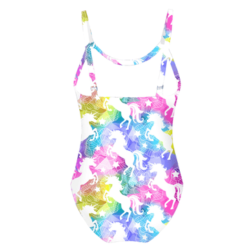 Multicolor unicorn one-piece swimsuit