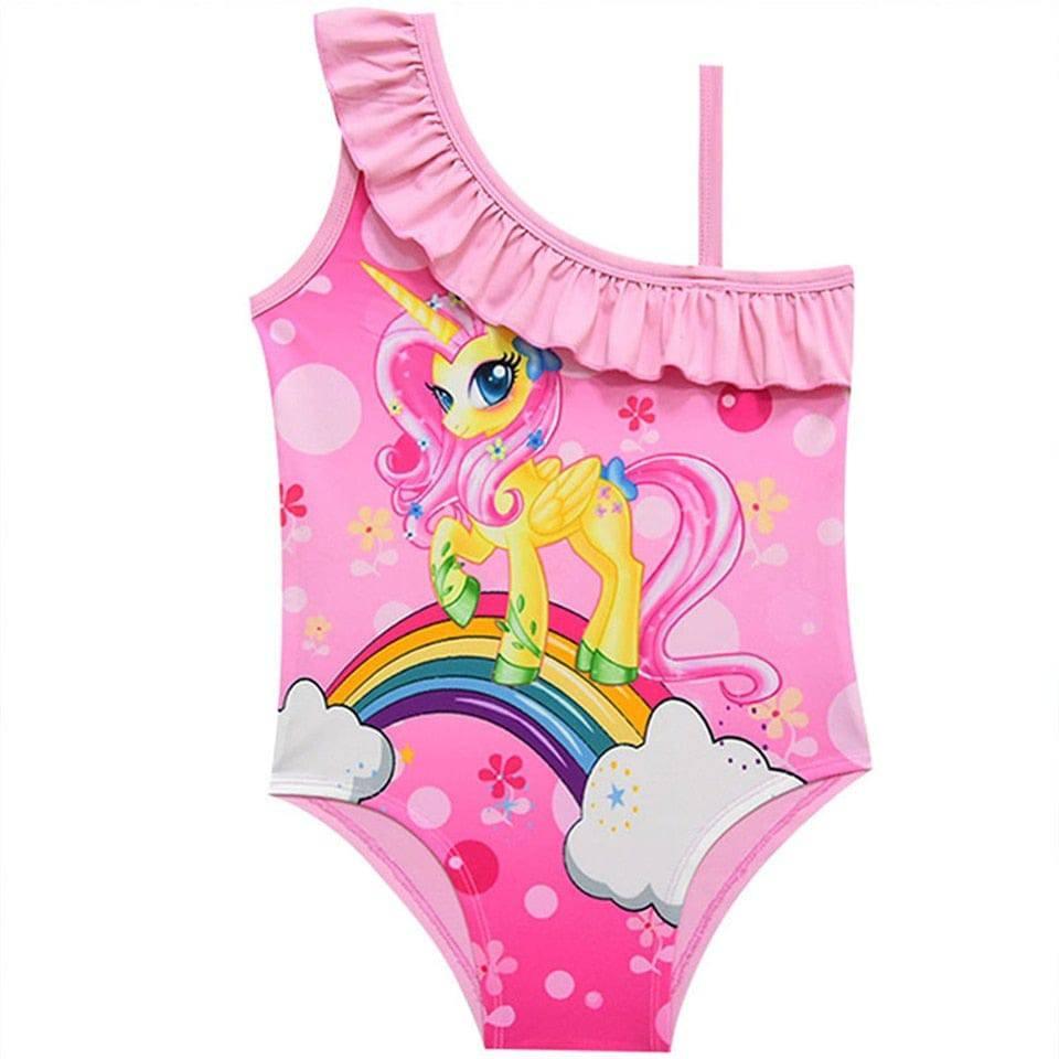 Unicorn one-piece swimsuit with asymmetric straps - Unicorn