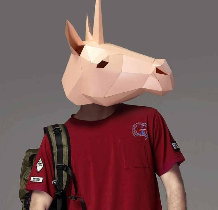 Máscara de unicornio rosa 3D para hacer