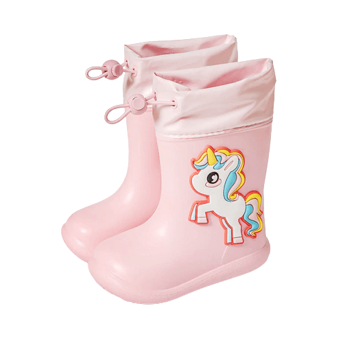 Mini pink unicorn rain boots