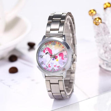 Reloj de acero inoxidable con diseño de unicornio-a-unicornio