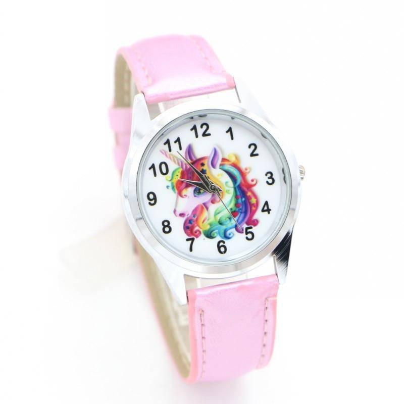 Rainbow girl pink unicorn watch