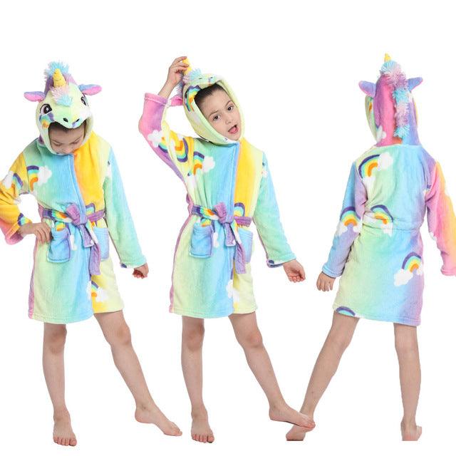 Turquoise unicorn bathrobe