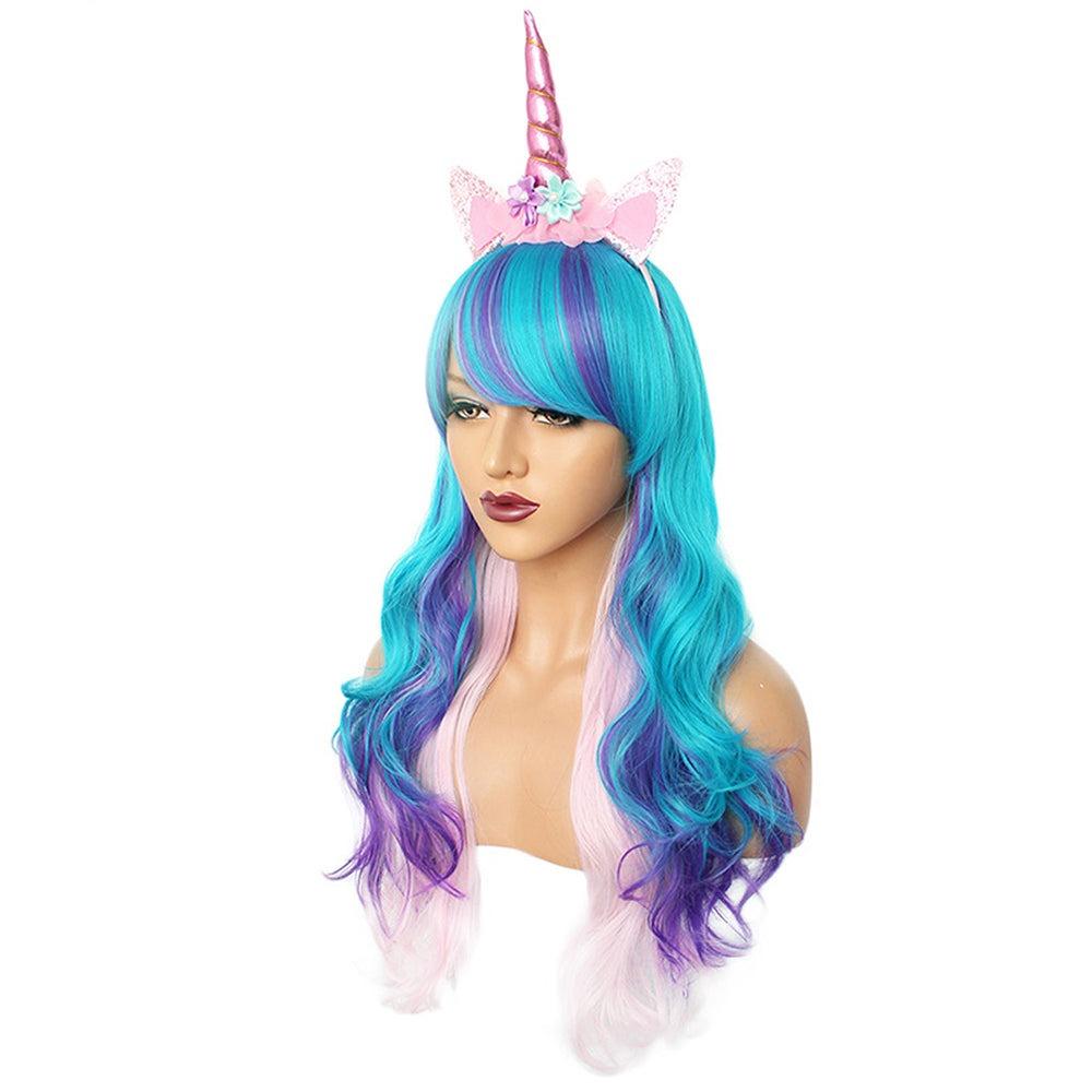Turquoise wig with unicorn headband - Unicorn