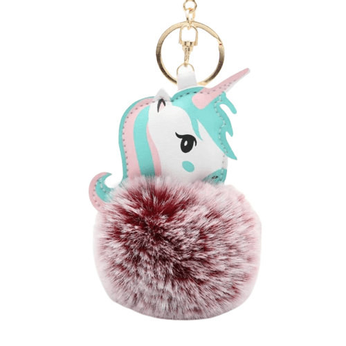 Unicorn Pom Keychain