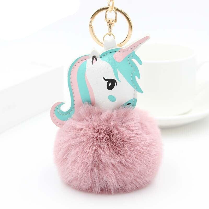 Unicorn Pompom Keychain - Unicorn