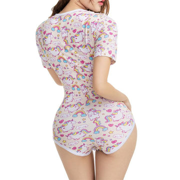 Women's cotton unicorn bodysuit pajamas