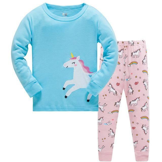 Unicorn Pajamas Blue Girl - Unicorn