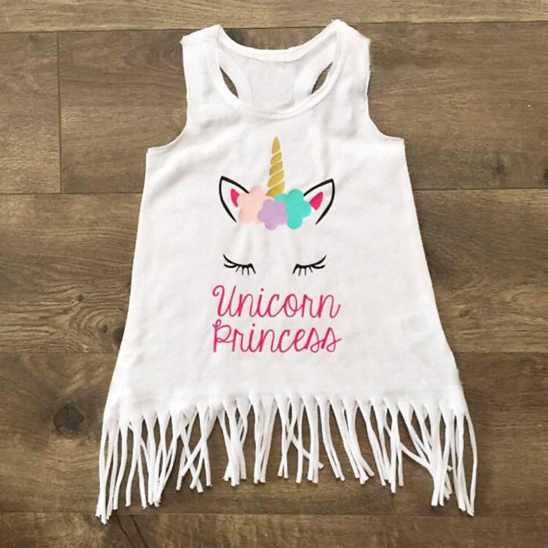 Vestido con flecos de unicornio para niñas - Unicornio