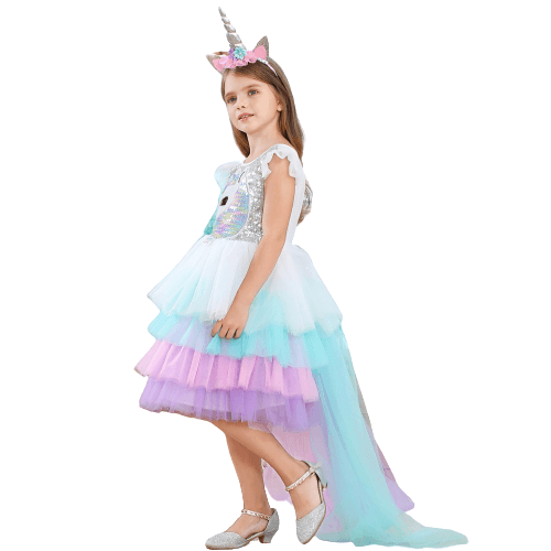 vestido de novia de unicornio con lentejuelas