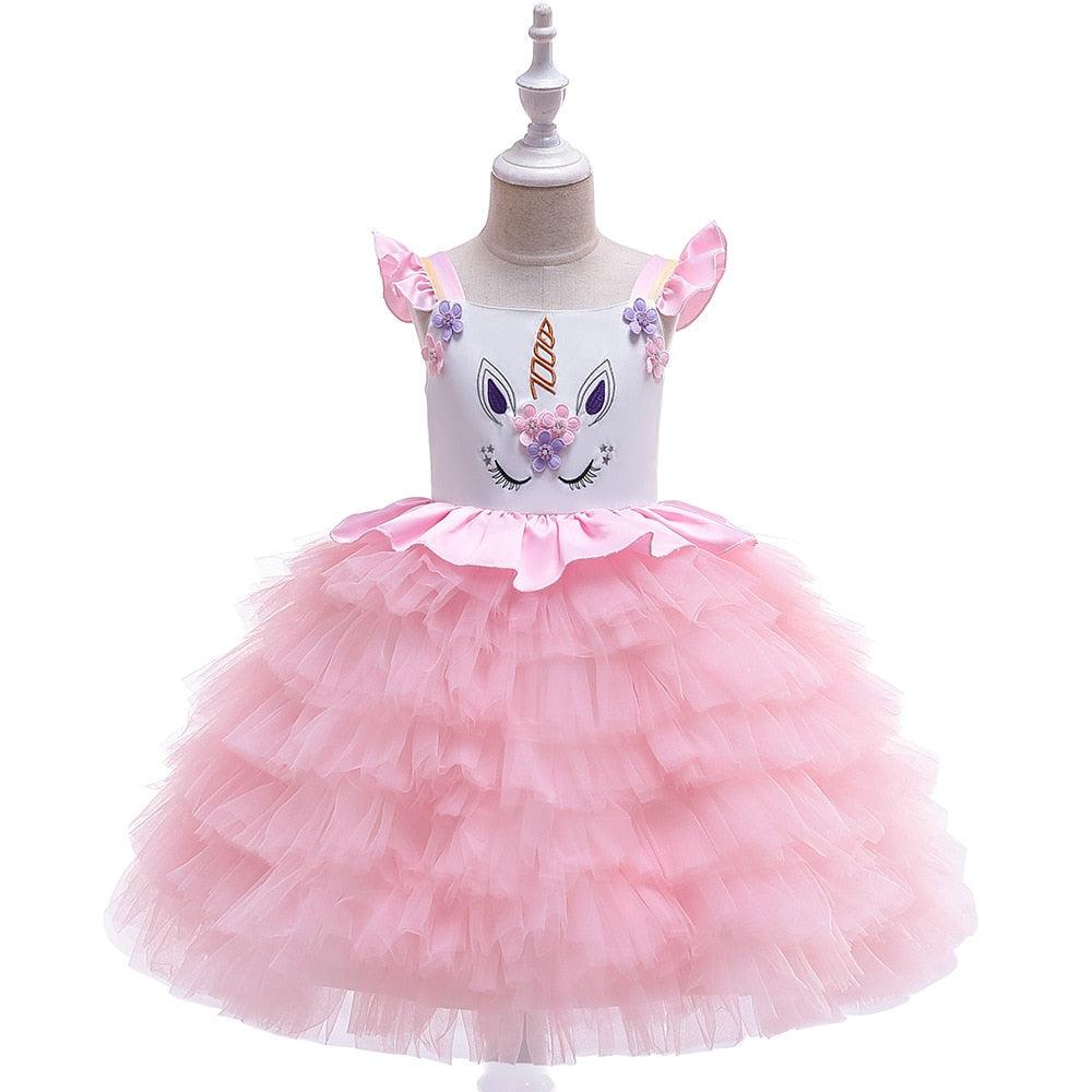 Girls pink rodent unicorn fancy dress