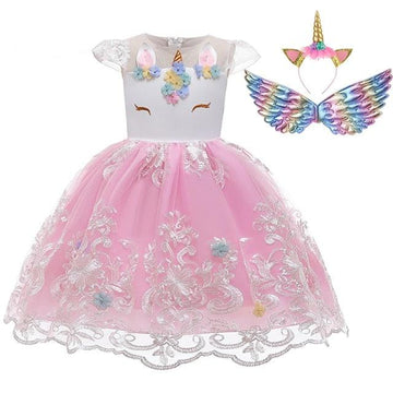 Girl's unicorn costume lace dress