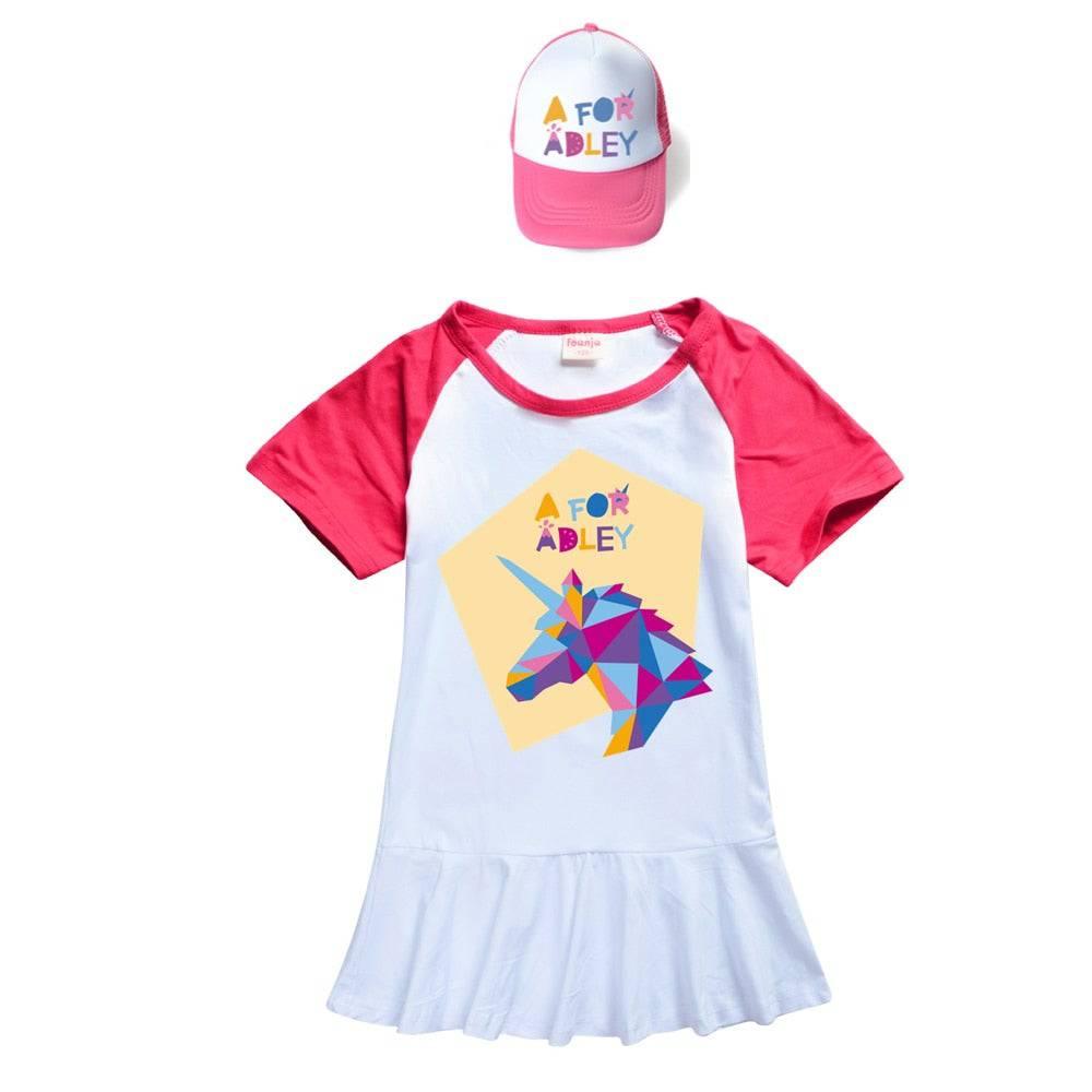 A for ADLEY Girl Unicorn Dress With Or Without Cap