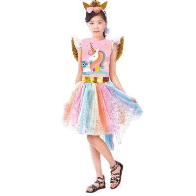 Girls Rainbow Unicorn Dress