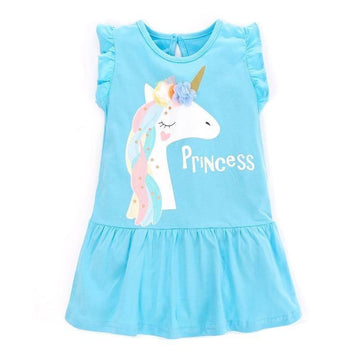 Unicorn Dress With Ruffled Armholes - Unicorn