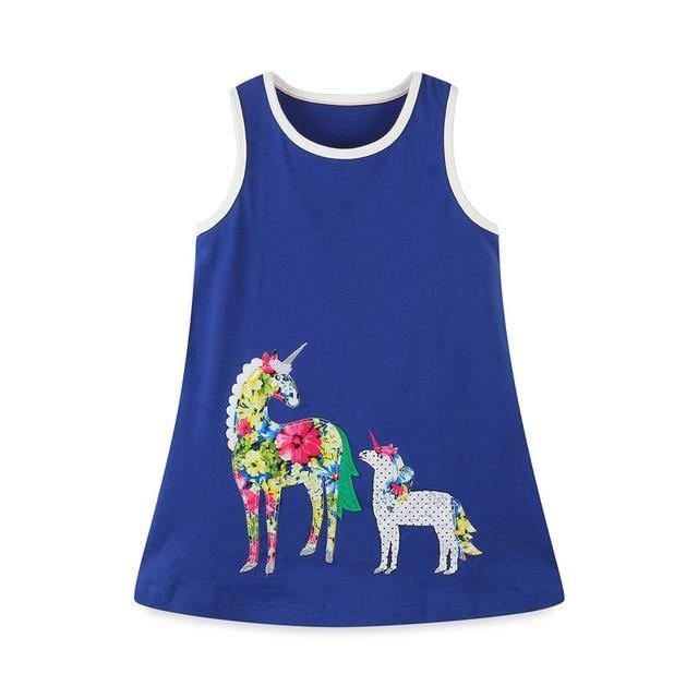 Flared Unicorn Dress For Girl - Unicorn