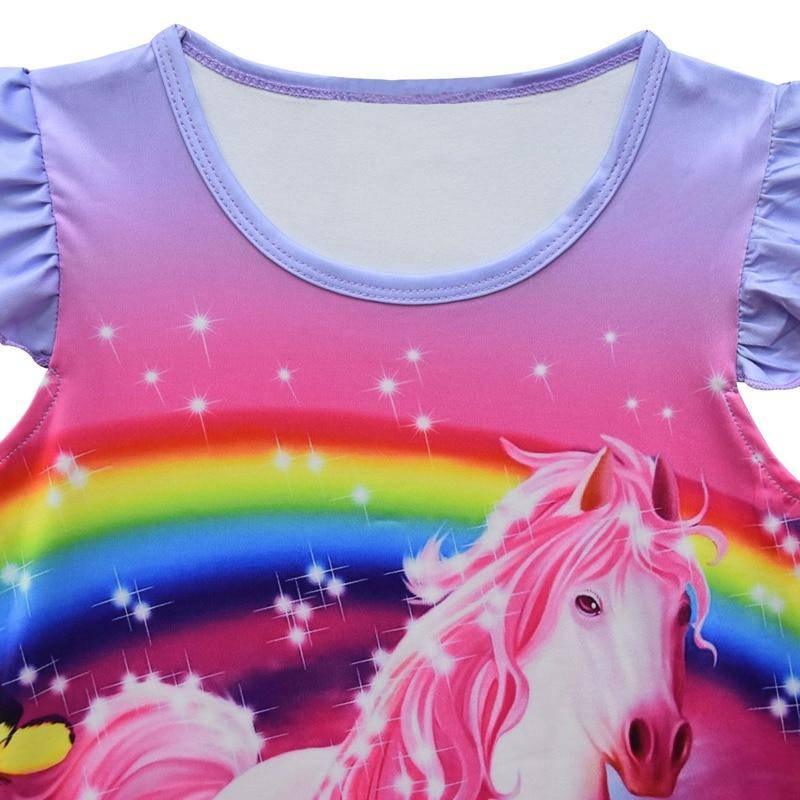 Fluorescent Rainbow Unicorn Girl Dress