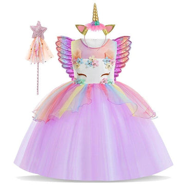 Nouvelle robe de licorne pour filles Broderie Robe de bal Bébé fille  Princesse Robes d'anniversaire pour costumes de fête Enfants Vêtements Z