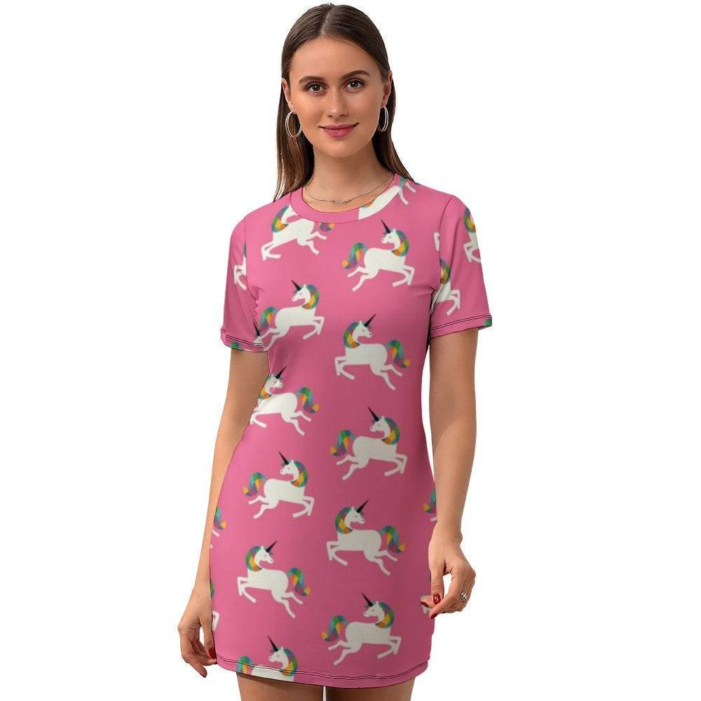 Short Sleeve Unicorn Dress for Women - Unicorn