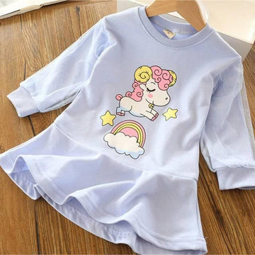 Robe Licorne Manches Stylées Fille