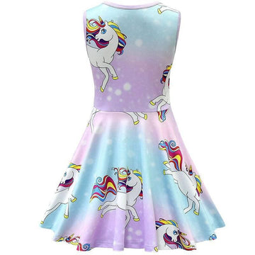 Girl's Multicolored Tail and Mane Unicorn Dress - Unicorn