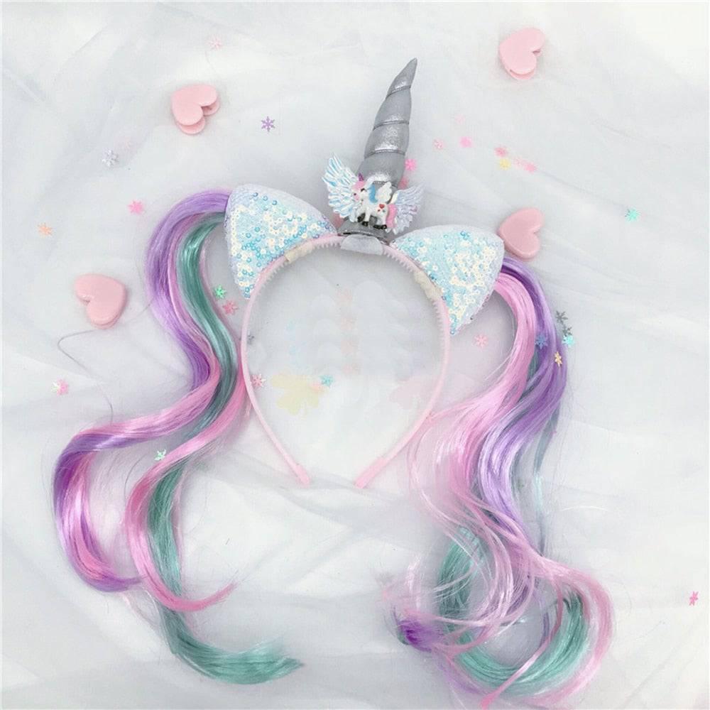 Vestido de unicornio de cola y crin multicolor para niña - Unicornio