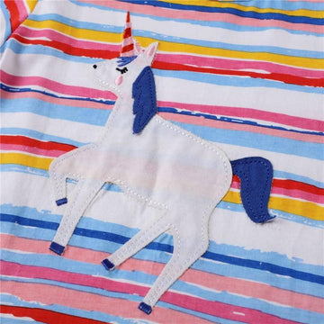 Multicolored Striped Unicorn Dress - Unicorn