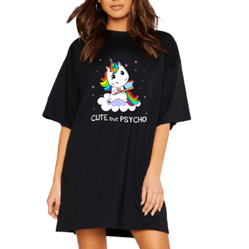 Cute but psycho vestido camiseta de unicornio para mujer - unicornio