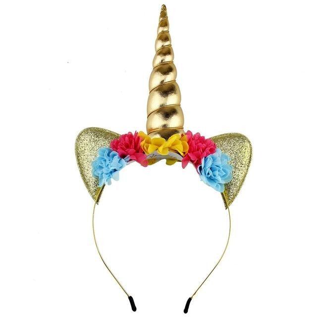 Headband with a golden unicorn