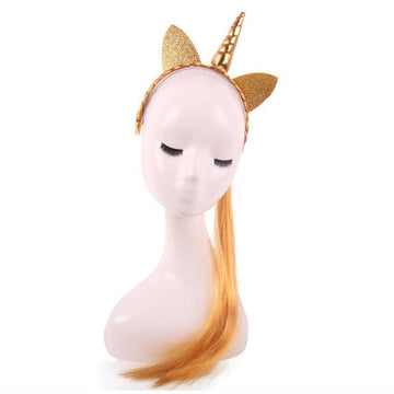 Unicorn headband with fake golden hair