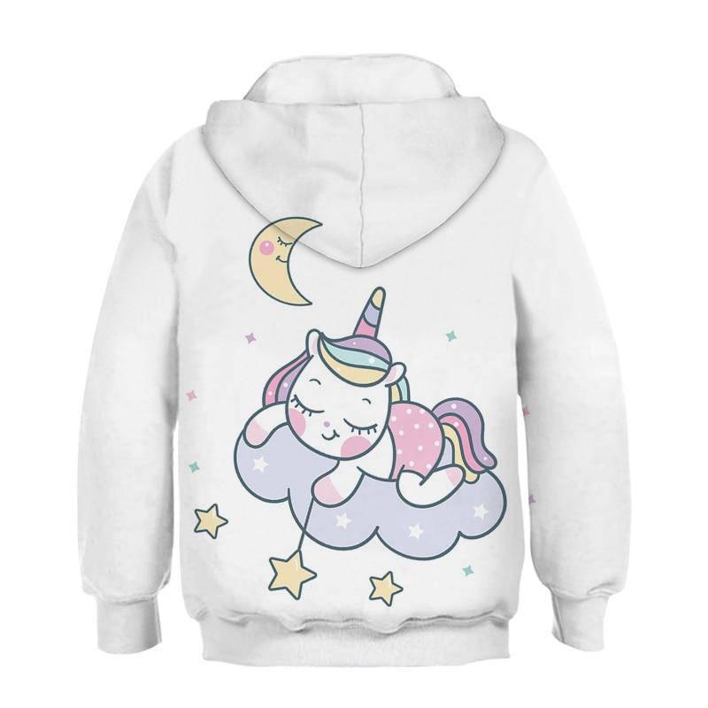 Girl s white unicorn hoodie Unicorn