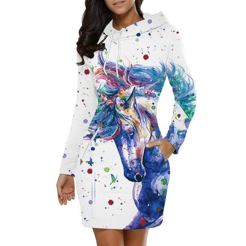 Unicorn Hooded Dress Sweatshirt - Unicorn