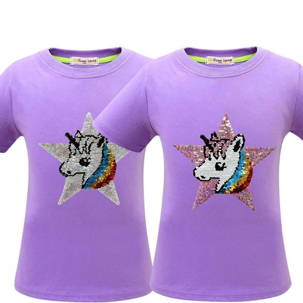 Girl s Sequins Unicorn T shirt