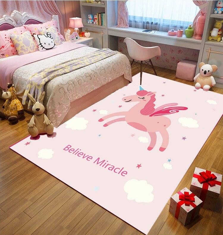 Pink princess unicorn rug