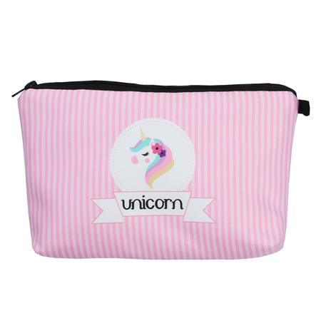Estuche para lápices con unicornio de rayas rosas - Unicornio