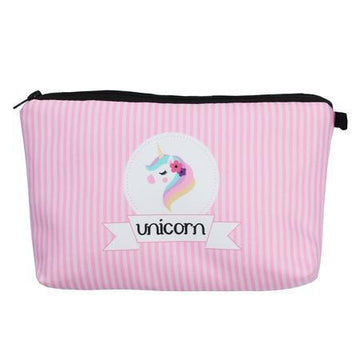Pink Striped Unicorn Pencil Case - Unicorn