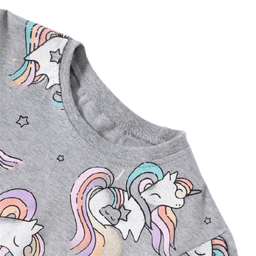 Girls' gray Kawaii unicorn tunic