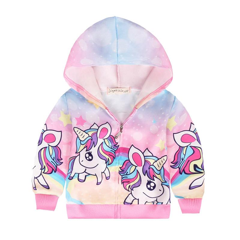 Girl's large unicorn zipped jacket